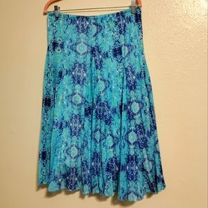 Cato Softly Pleated Lined Midi Skirt Elastic Waist with Lettuce Hem Size Medium